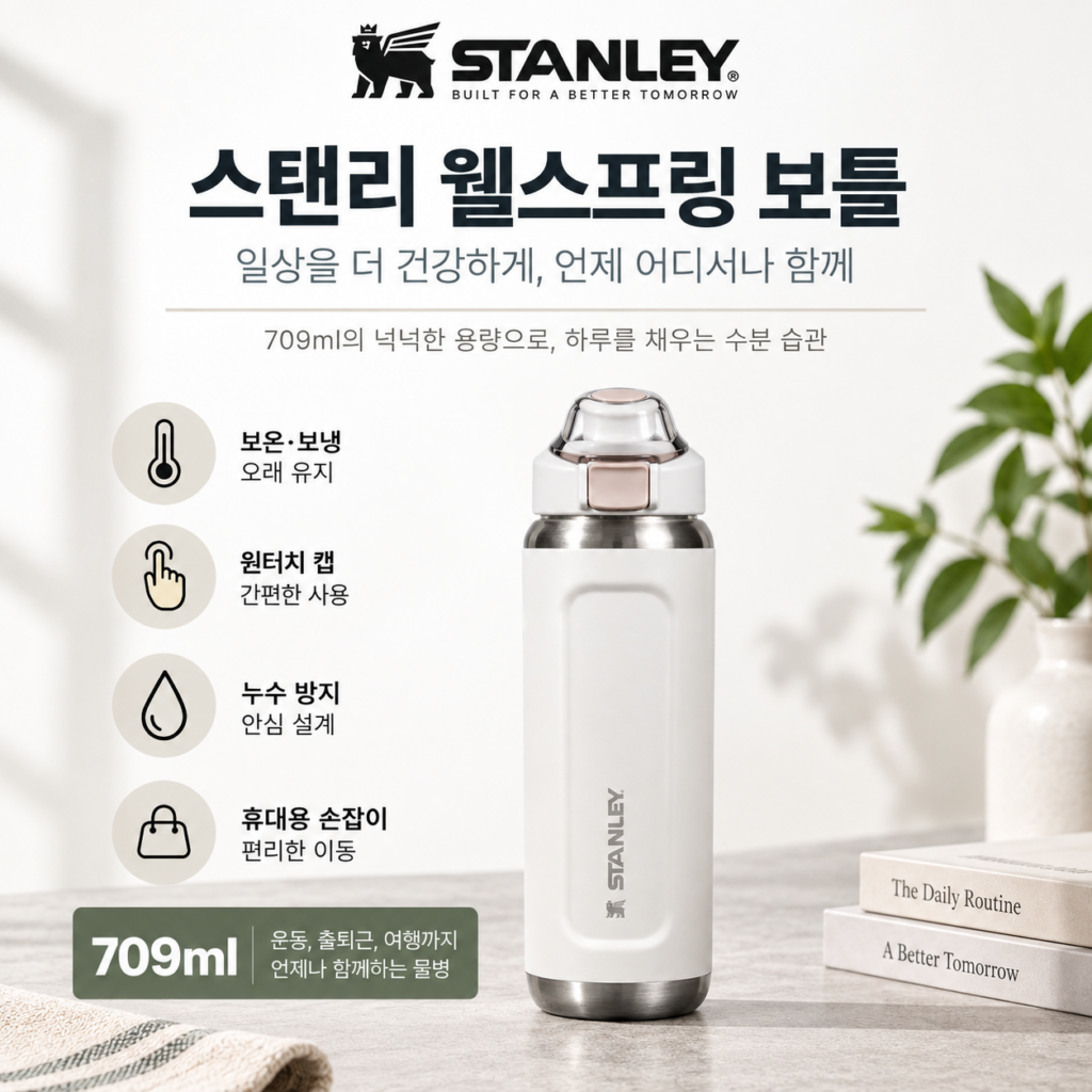 스탠리 웰스프링 보틀 709ml | 원터치 캡과 휴대용 손잡이로 편리한 데일리 물병 제품 이미지
