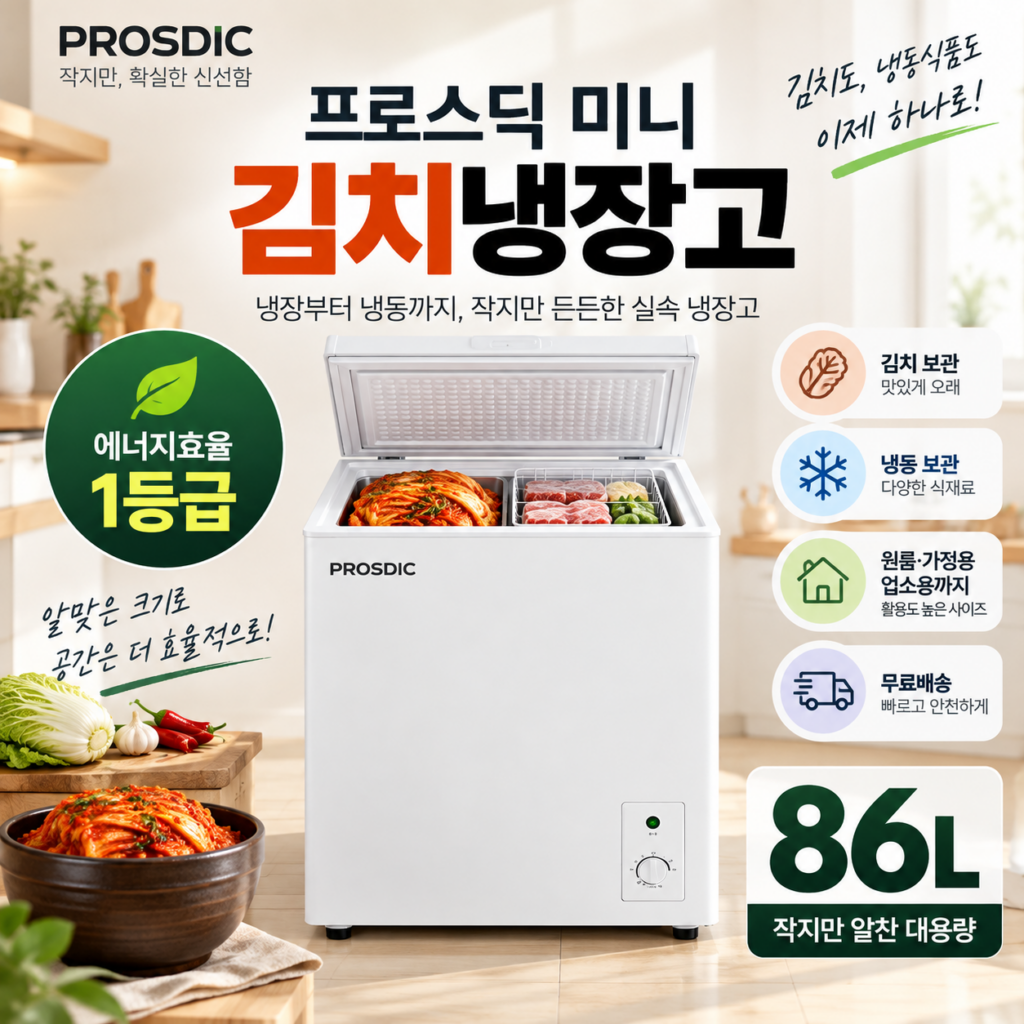 프로스딕 미니 김치냉장고 86L FS-86L 소형 뚜껑형 냉동고 겸용 제품 이미지