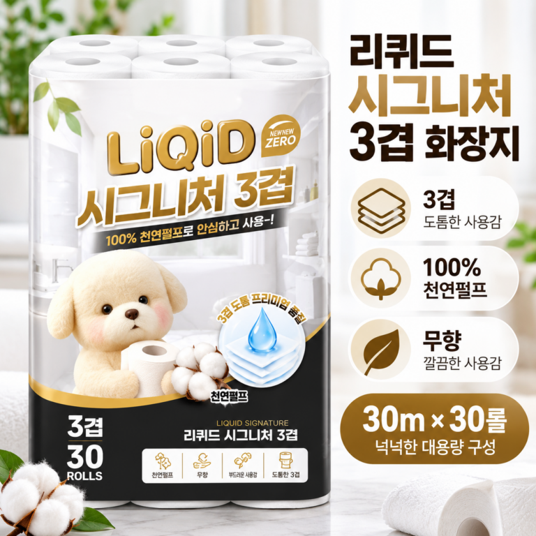 리퀴드 시그니처 3겹 화장지 30m 30롤, 천연펄프 무향 가정용 휴지
