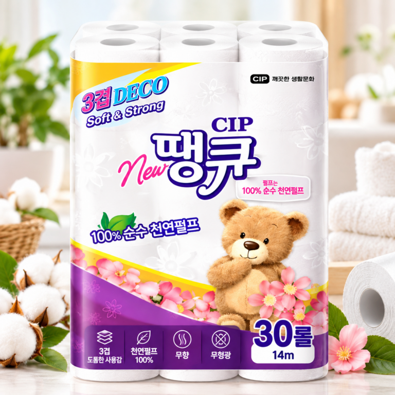 CIP 팡균 3겹 천연펄프 화장지 14m 30롤, 무향 무형광