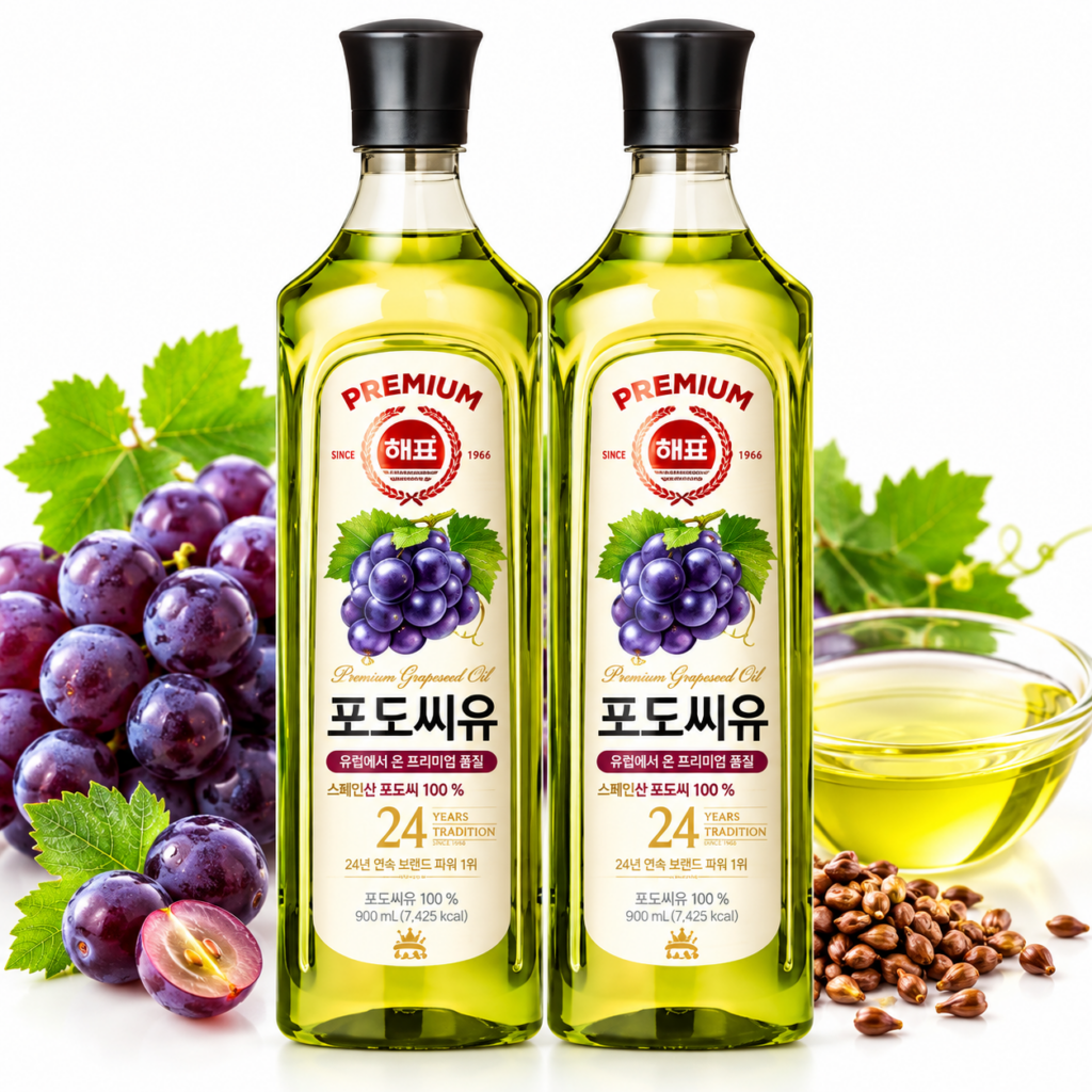 해표 포도씨유 900ml 2개, 넉넉한 가정용 식용유 제품 이미지