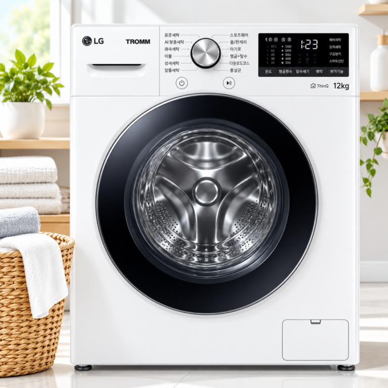 LG 트롬 세탁기 12kg 화이트 F12WVAR, 6모션 드럼세탁기