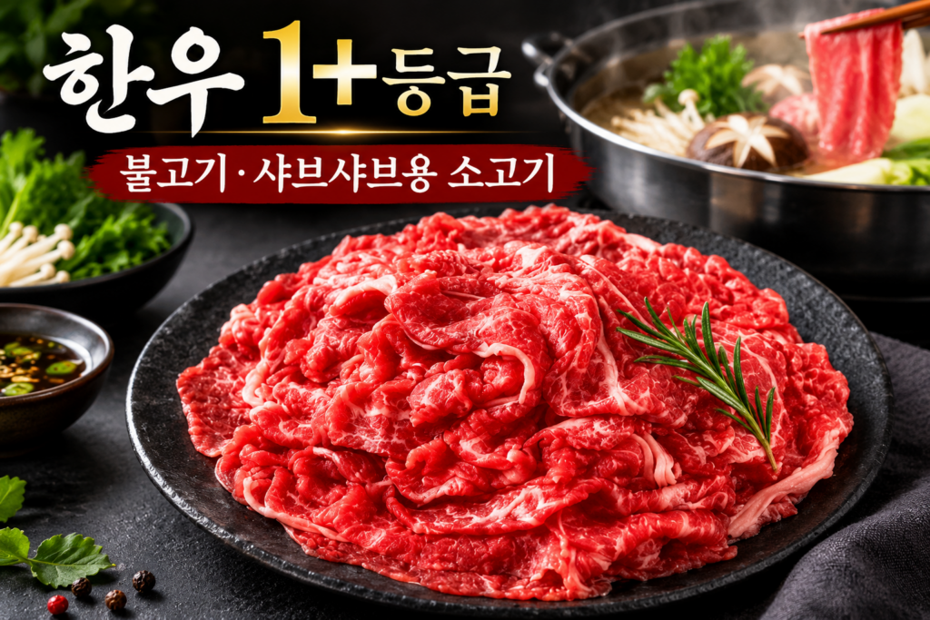 한우 1+등급 불고기 샤브샤브용 소고기 300g 가격과 특징 제품 이미지